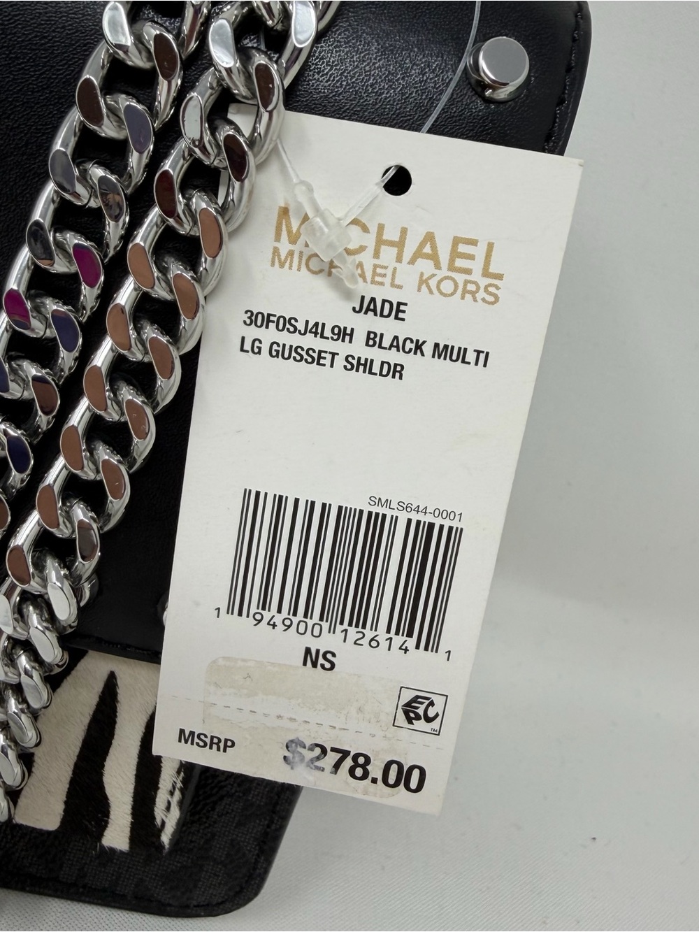 NEW MICHAEL KORS JADE BLACK MULTI ZEBRA GUSSET SHOULDER BAG - Picture 4 of 16